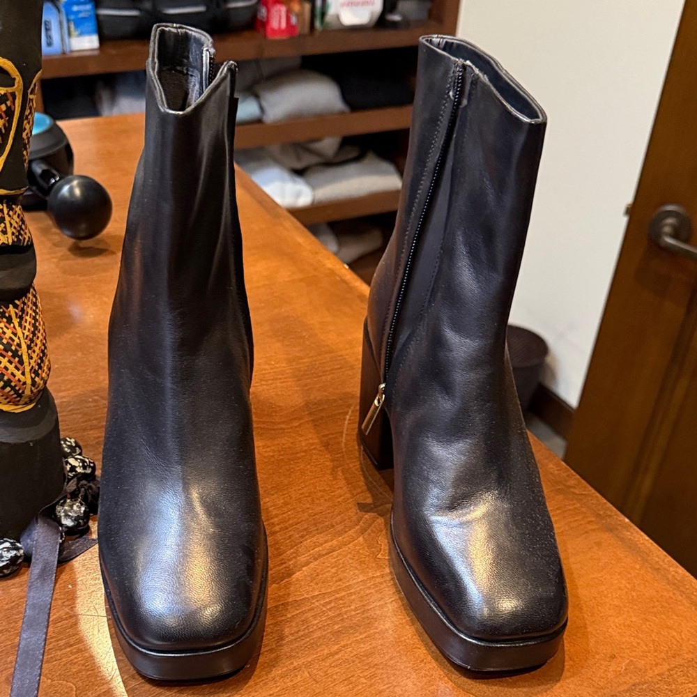 Black Leather Ankle Boots